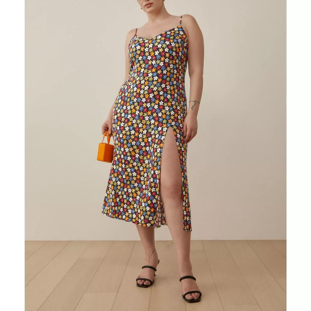 REFORMATION FLORAL DANICA CRIMINI MIDI SLIP DRESS